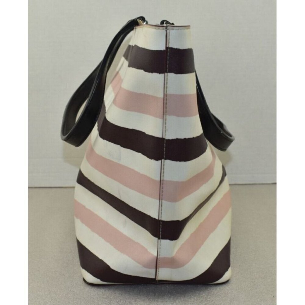 Kate Spade Women Grant Street Jules Grainy Striped Vinyl Shoulder Bag Beach Tote - Picture 2 of 16